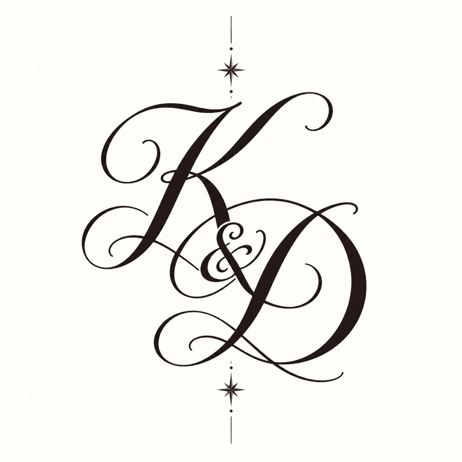 K and D, Kaylee and David’s monogram